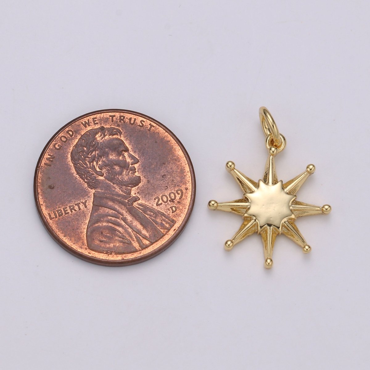 14K Gold Filled Shining Star Pendant Shining Star Charm, Celestial Jewelry Northern Star ChaRM Eight Point Star Charm E-055