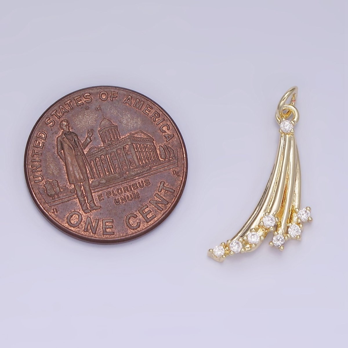 14K Gold Filled Shooting Stars Charm with Clear CZ | AG-675
