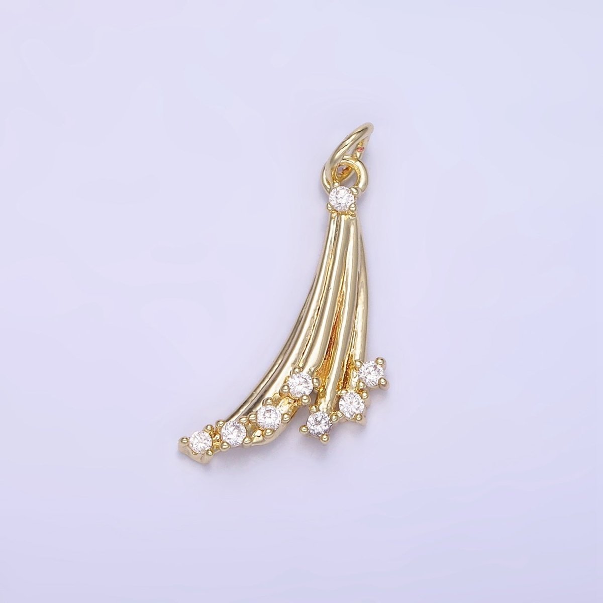 14K Gold Filled Shooting Stars Charm with Clear CZ | AG-675