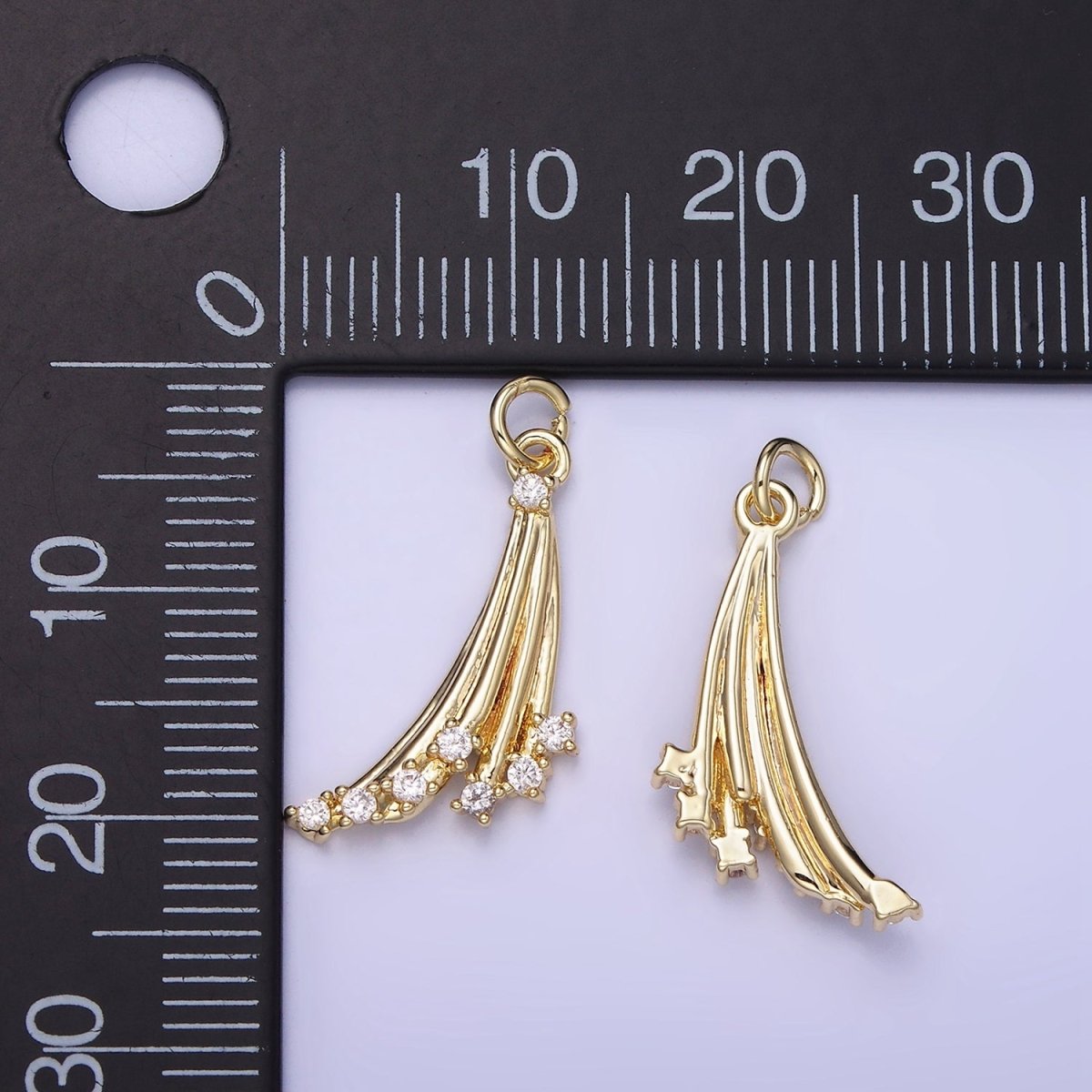 14K Gold Filled Shooting Stars Charm with Clear CZ | AG-675