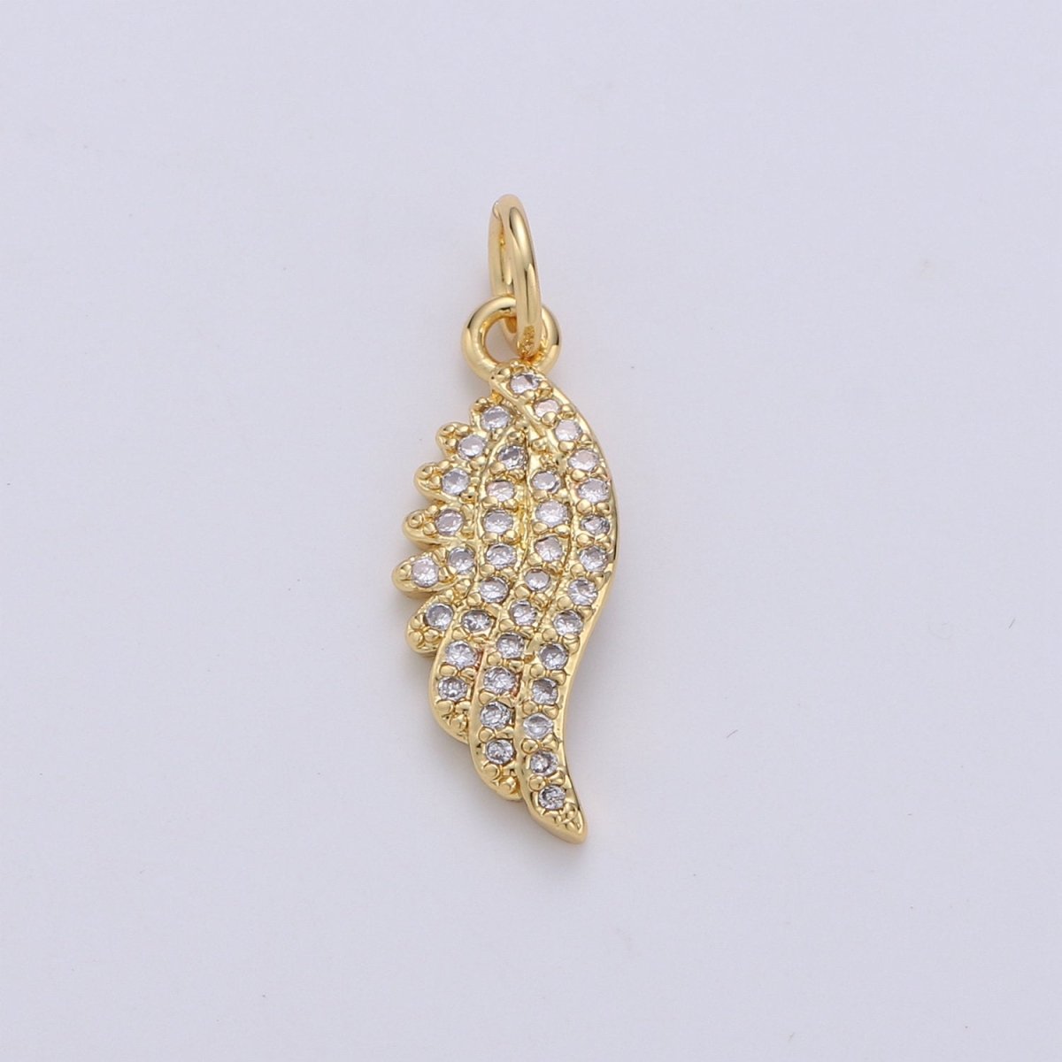 14k Gold Filled Small Gold Angel Wing Charm - Tiny Add on Charm - Delicate Feather Pendant for Bracelet, Necklace, Earring Component, D-255