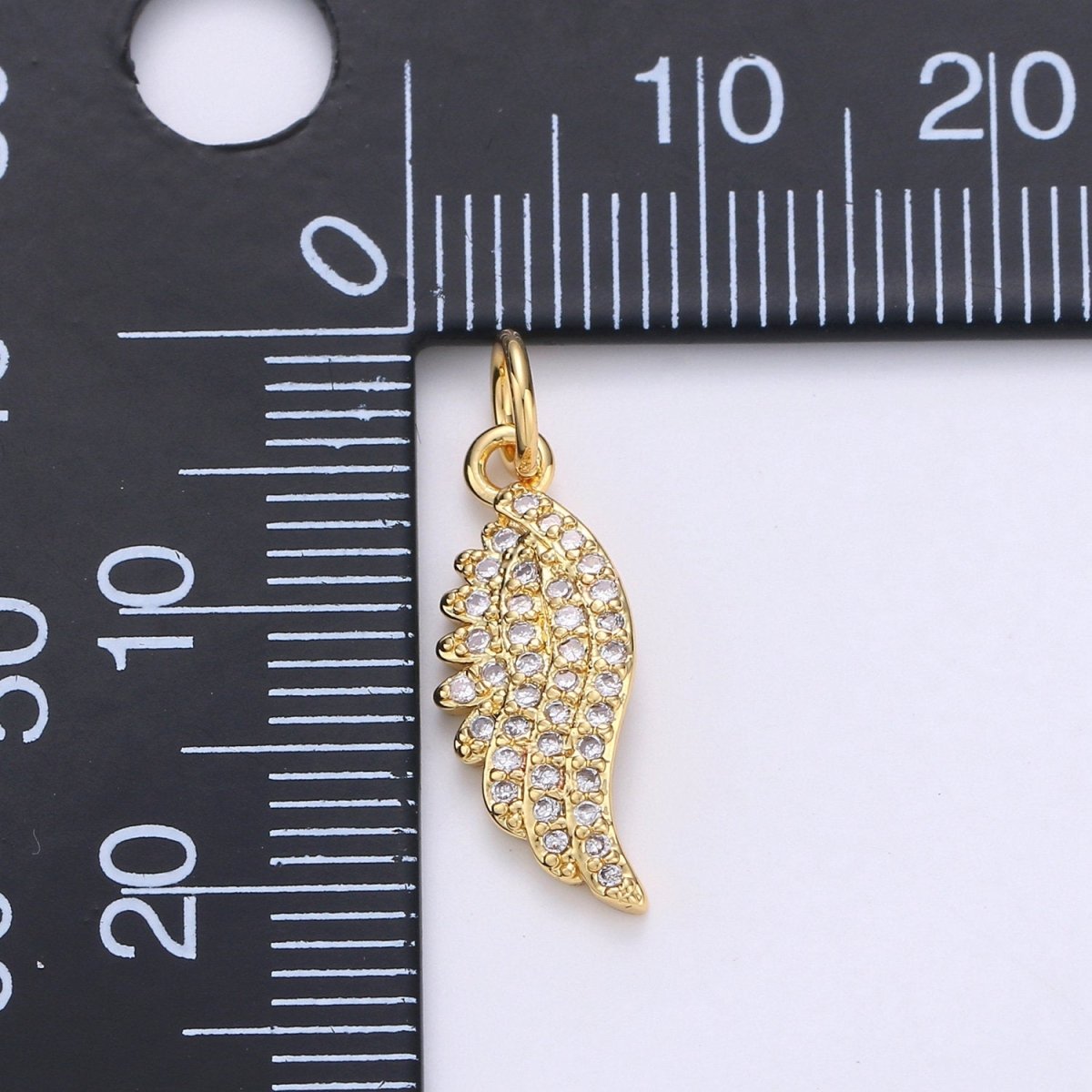 14k Gold Filled Small Gold Angel Wing Charm - Tiny Add on Charm - Delicate Feather Pendant for Bracelet, Necklace, Earring Component, D-255
