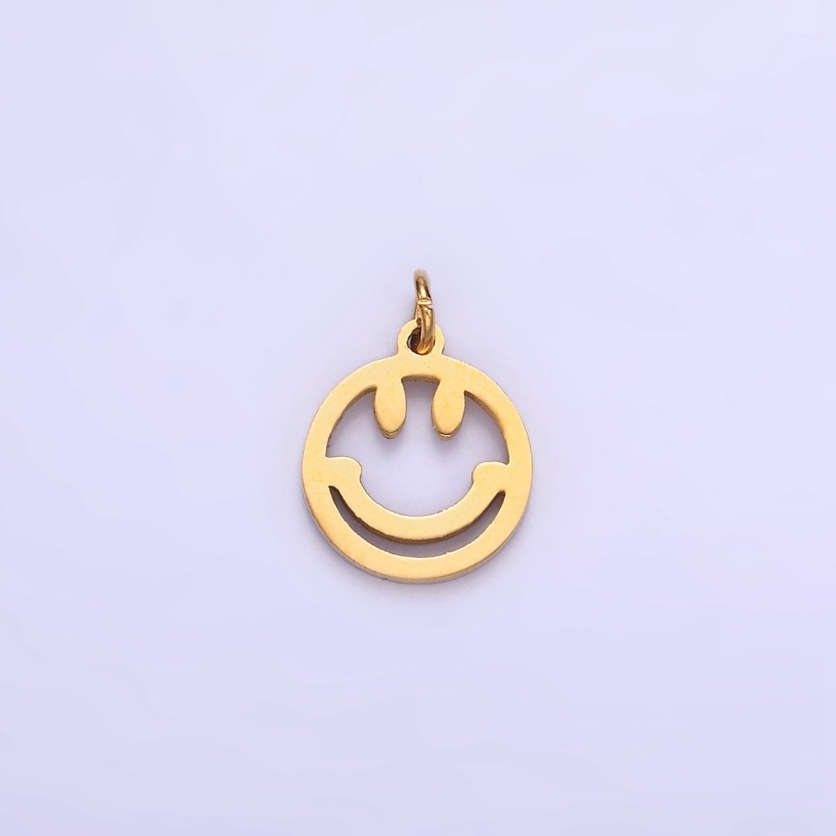 14K Gold Filled Smiley Face Emotion Open Round Charm | P951