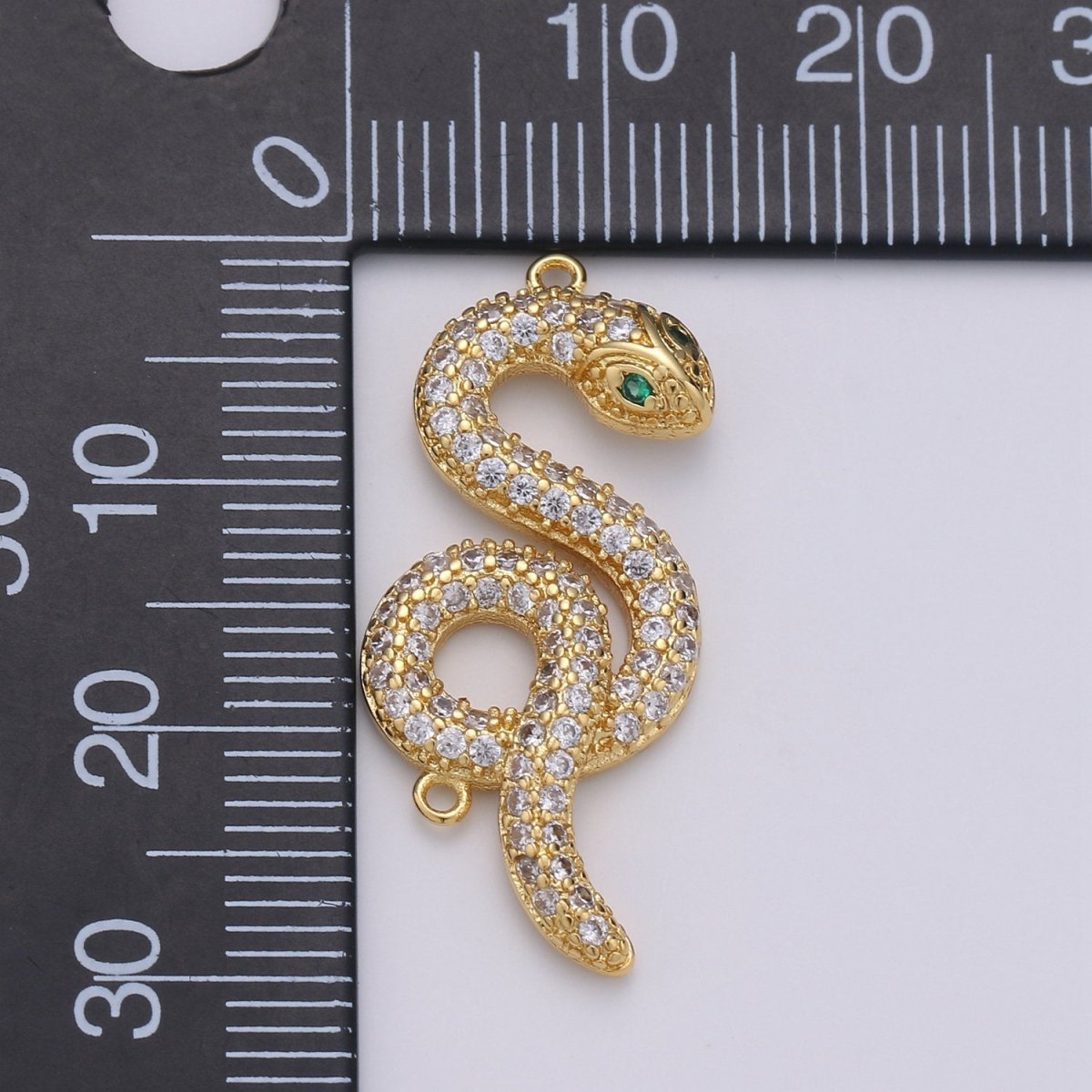 14K Gold Filled Snake Connector, Serpent Animal Lover Link Connector Cubic Zirconia Bracelet Connector, Necklace Pendant Findings For Jewelry Making Supply F-455