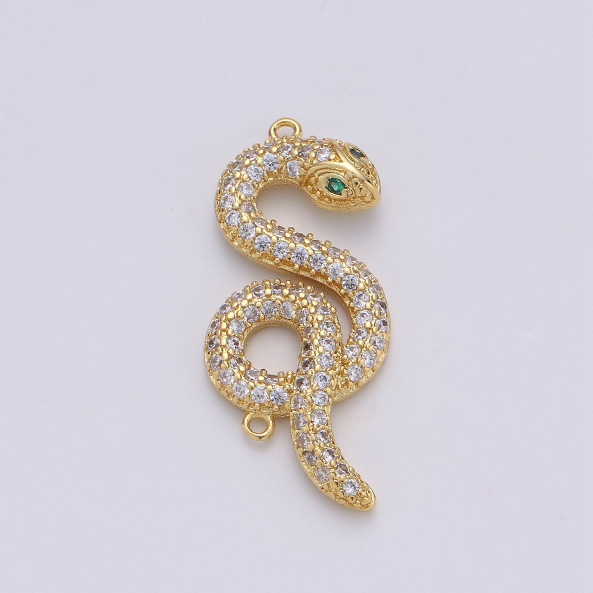 14K Gold Filled Snake Connector, Serpent Animal Lover Link Connector Cubic Zirconia Bracelet Connector, Necklace Pendant Findings For Jewelry Making Supply F-455