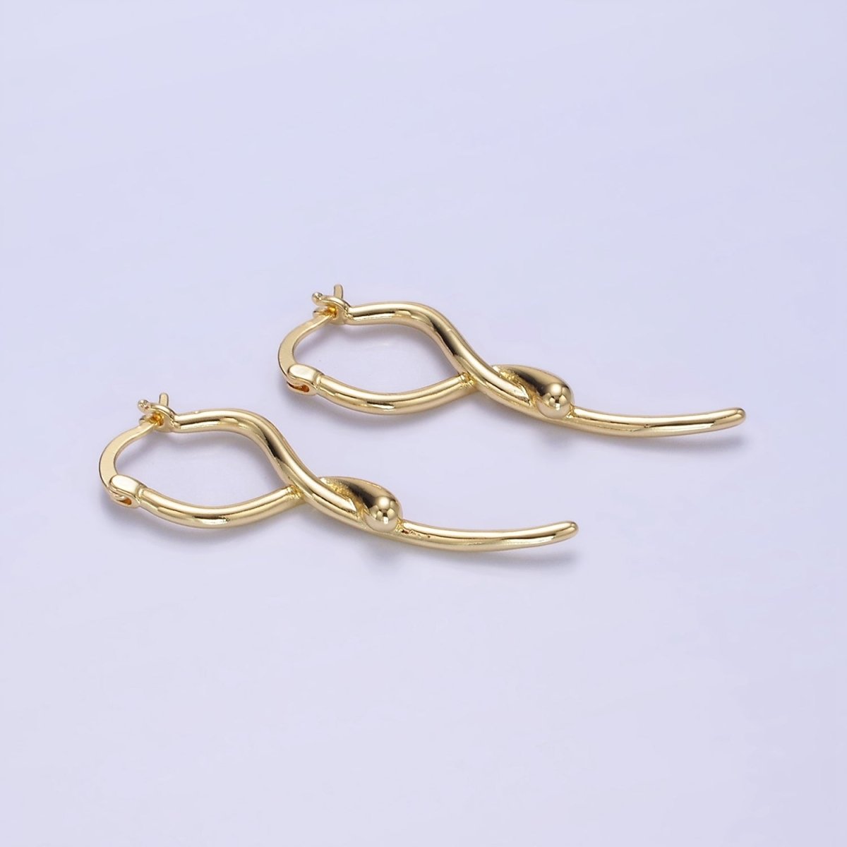 14K Gold Filled Snake Minimalist Drop Latch Hoop Earrings | AE523