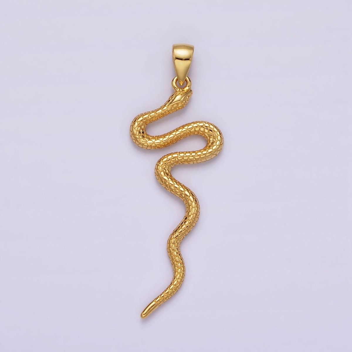 14K Gold Filled Snake Slithering Serpent Scale Textured Pendant in Gold & Silver | N1791 N1792