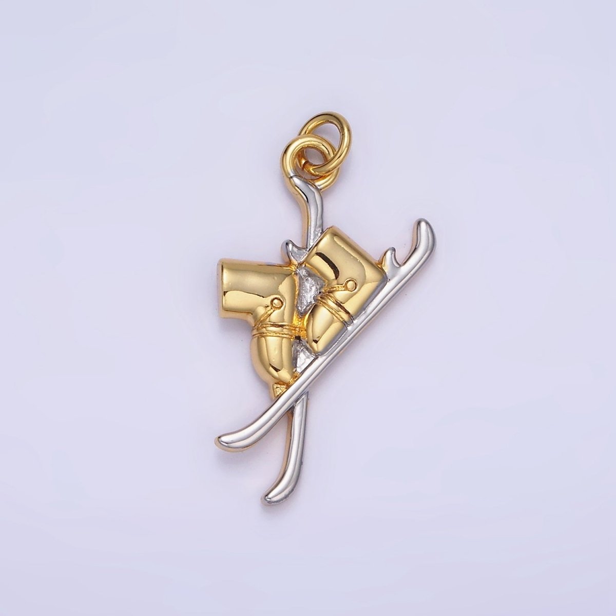 14K Gold Filled Snow Ski Boots Mixed Metal Charm | AG627