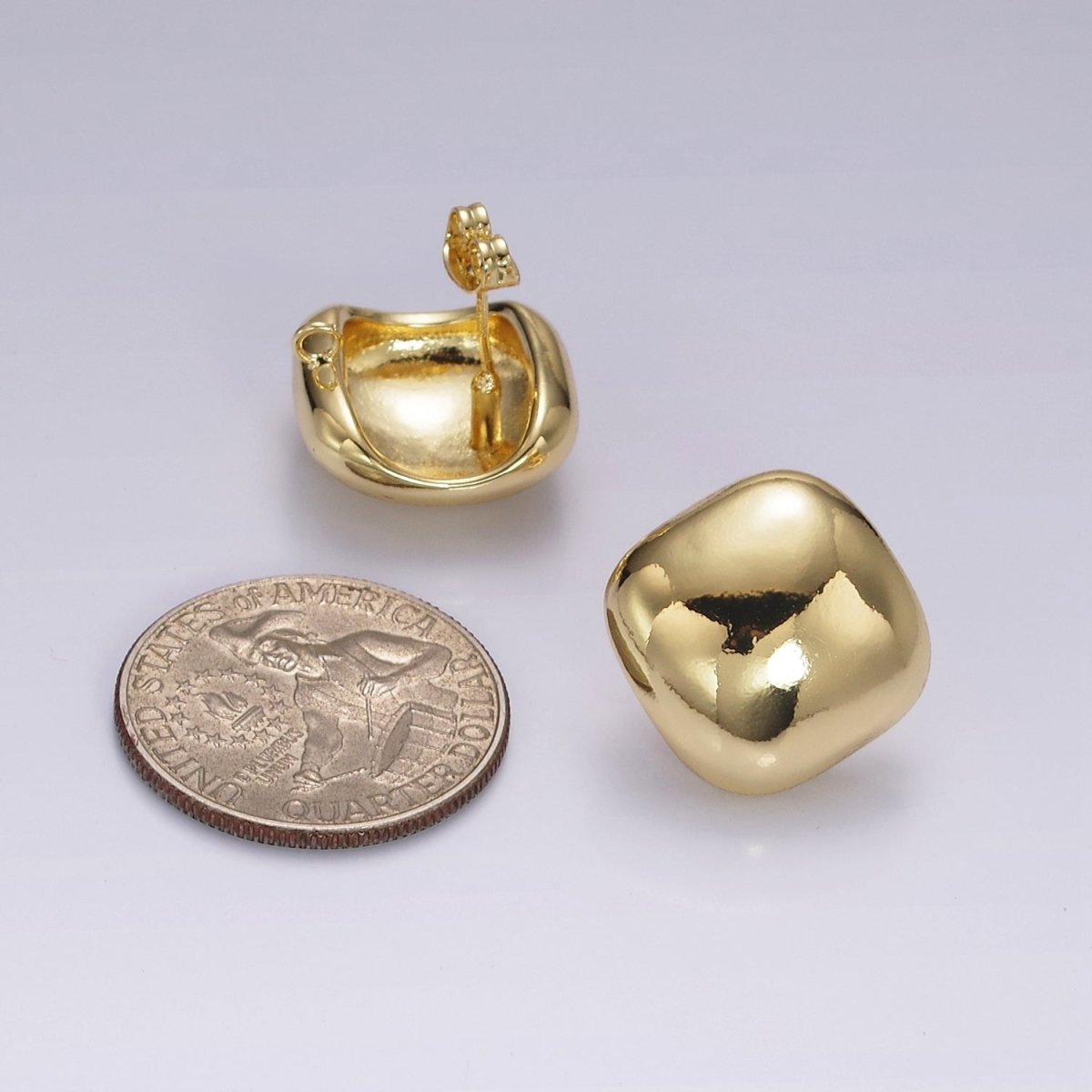 14K Gold Filled Square Dome Open Loop Stud Earrings Findings Supply | Z625