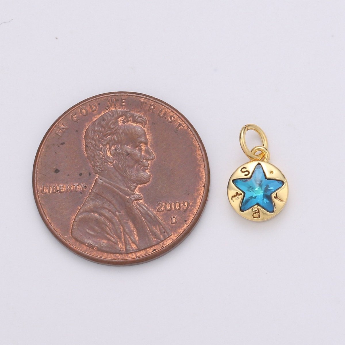 14K Gold Filled Star Charm, Dainty Blue Star Charm for Necklace Bracelet Earring Component C-814
