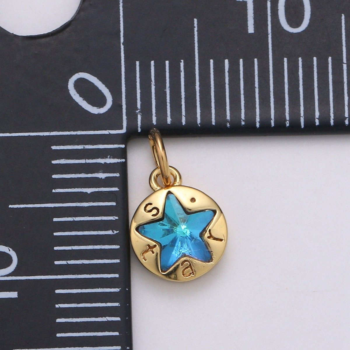 14K Gold Filled Star Charm, Dainty Blue Star Charm for Necklace Bracelet Earring Component C-814