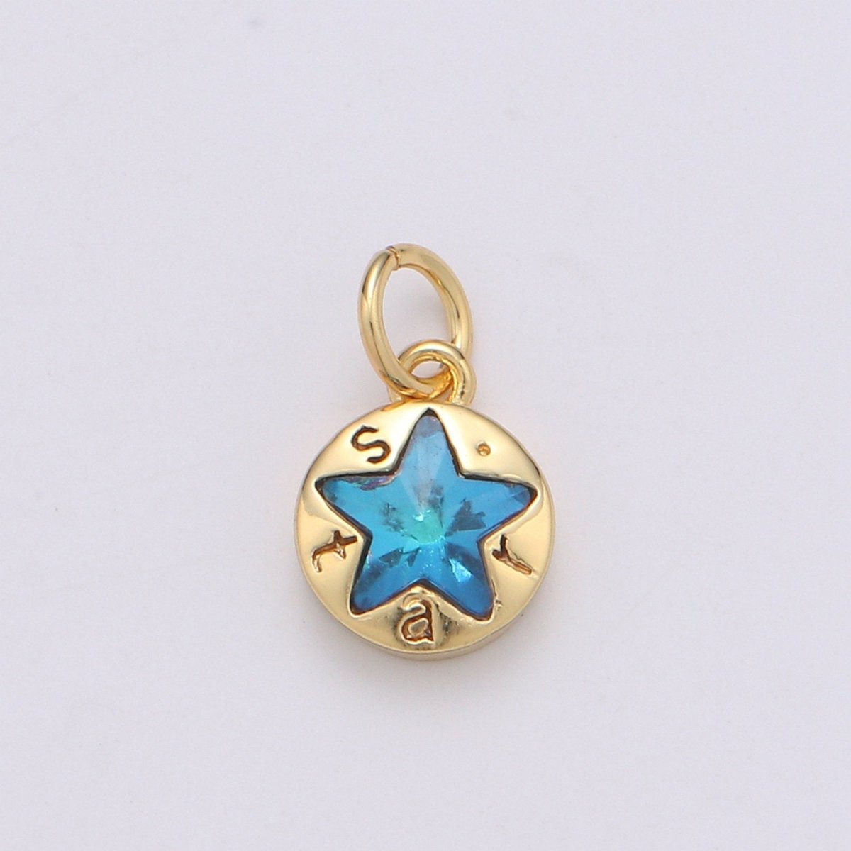 14K Gold Filled Star Charm, Dainty Blue Star Charm for Necklace Bracelet Earring Component C-814