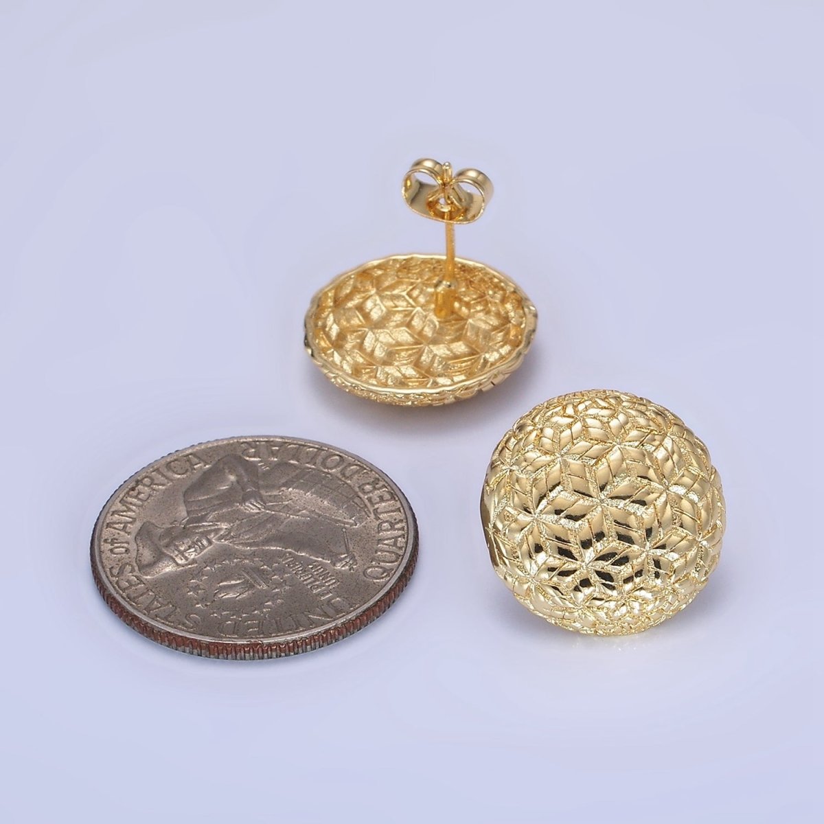 14K Gold Filled Star Multiband Round Stud Earrings in Gold & Silver | AB1288 AB1289
