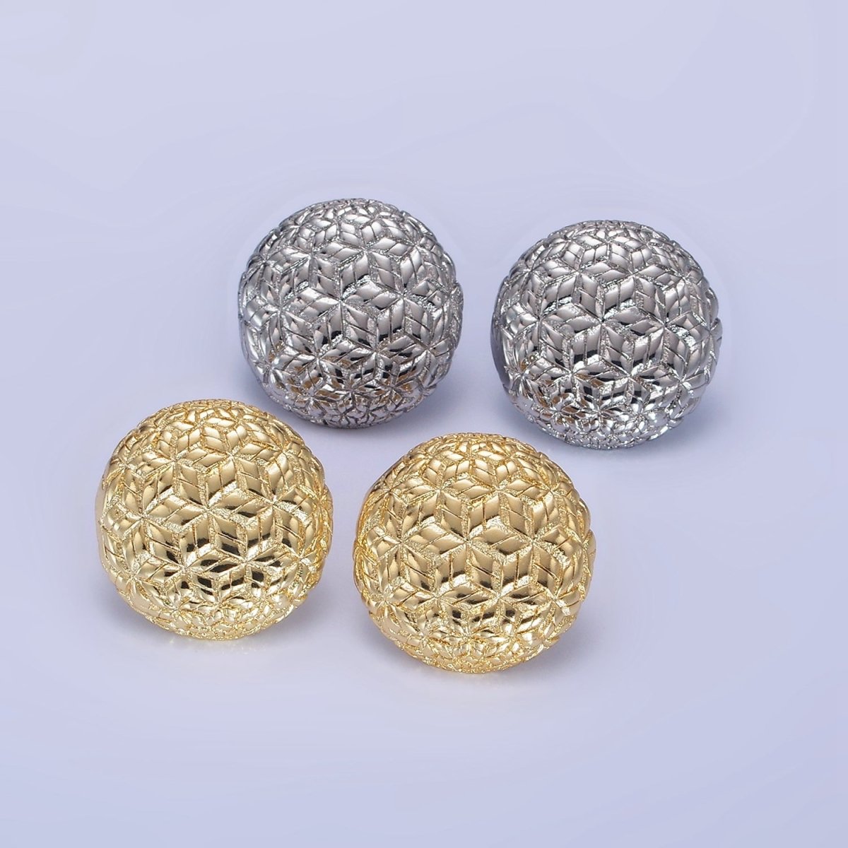 14K Gold Filled Star Multiband Round Stud Earrings in Gold & Silver | AB1288 AB1289