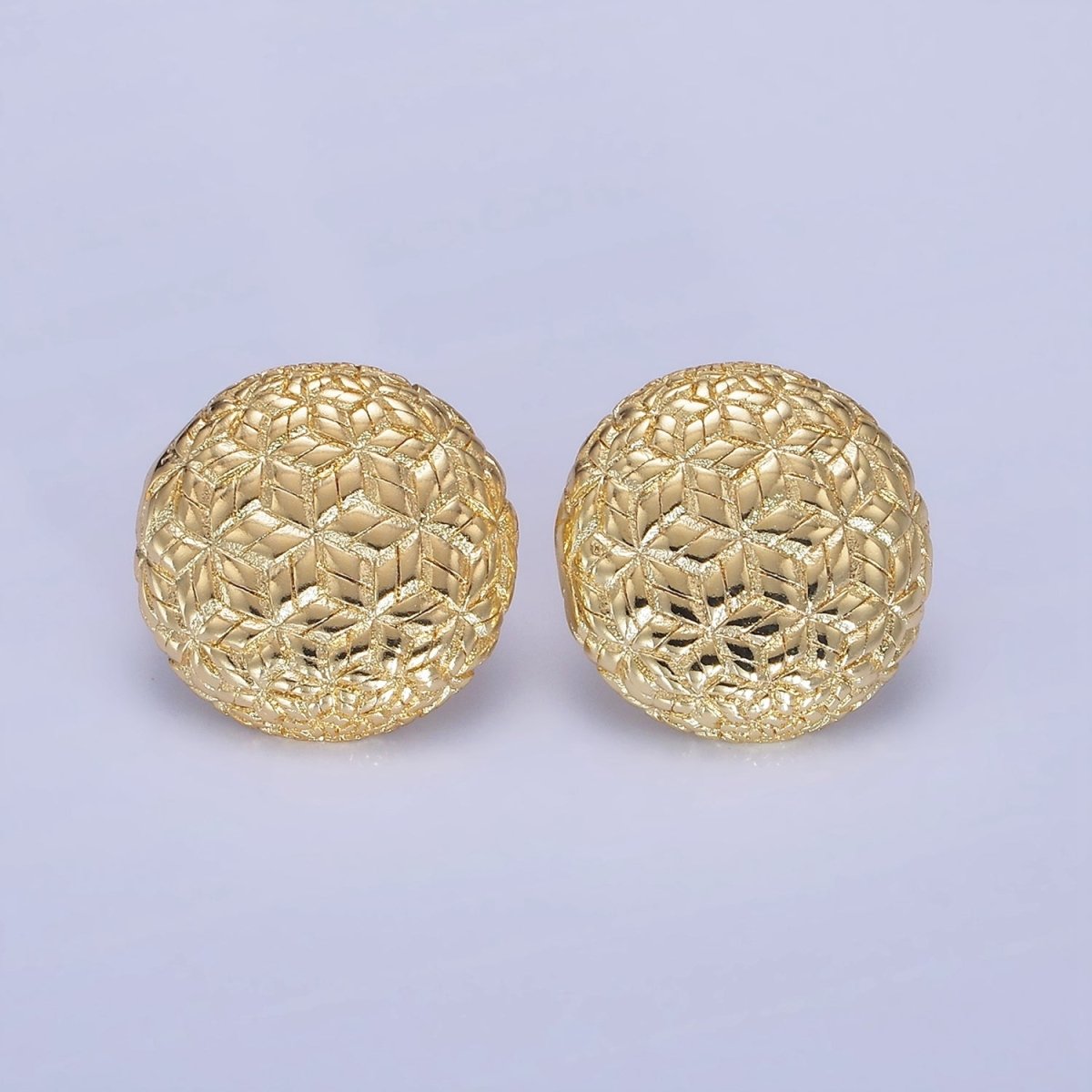 14K Gold Filled Star Multiband Round Stud Earrings in Gold & Silver | AB1288 AB1289