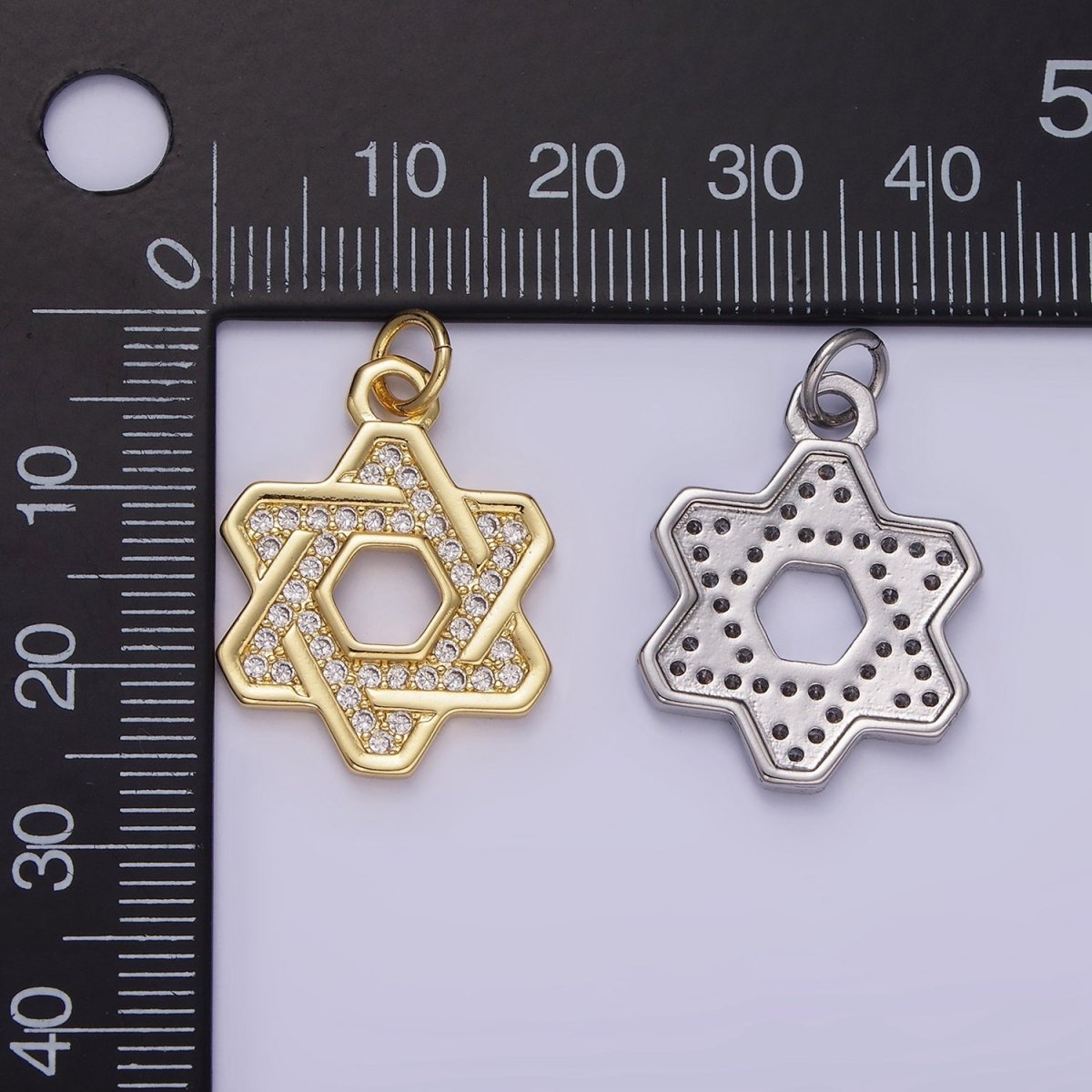14K Gold Filled Star of David Micro Paved CZ Open Charm in Gold & Silver | AG648