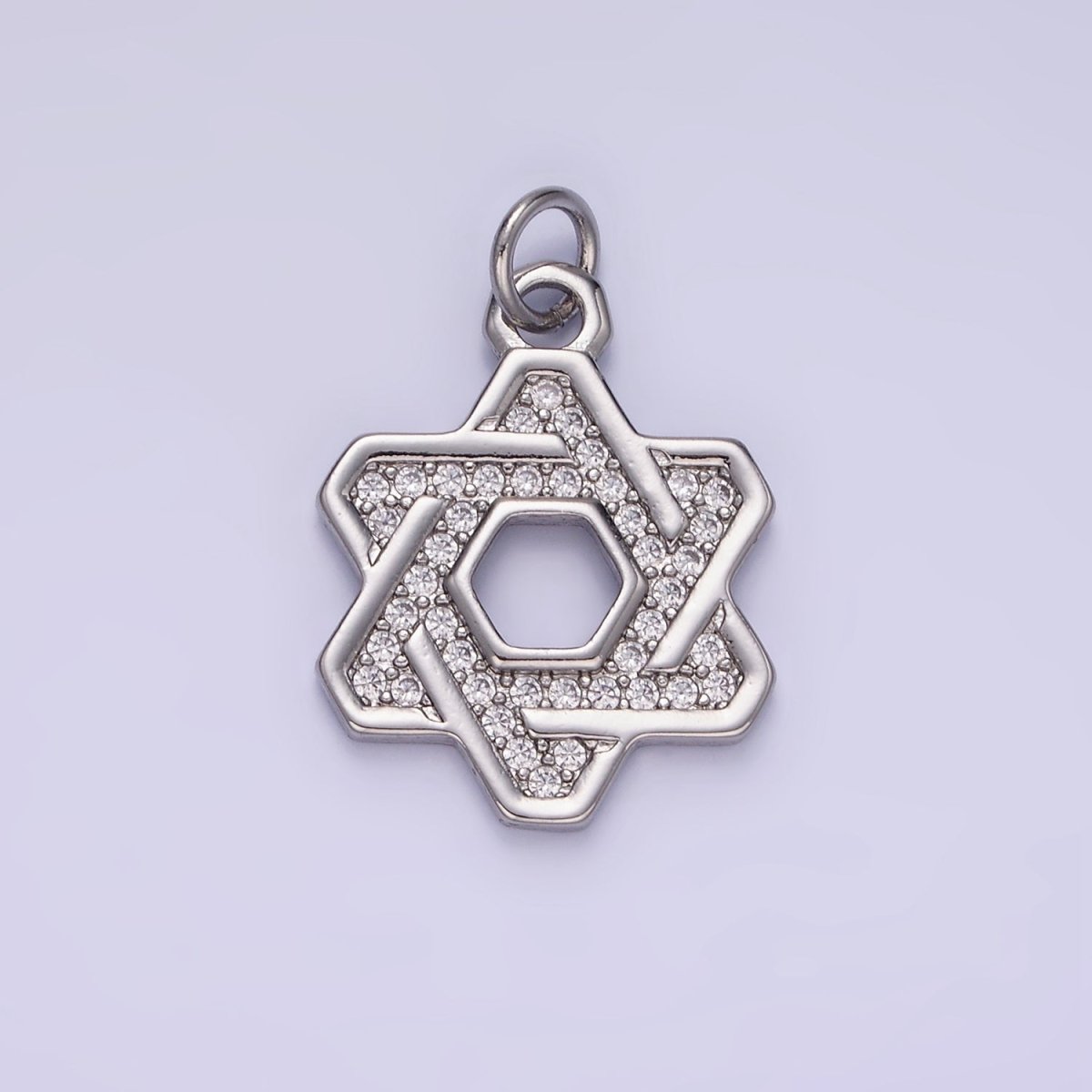 14K Gold Filled Star of David Micro Paved CZ Open Charm in Gold & Silver | AG648