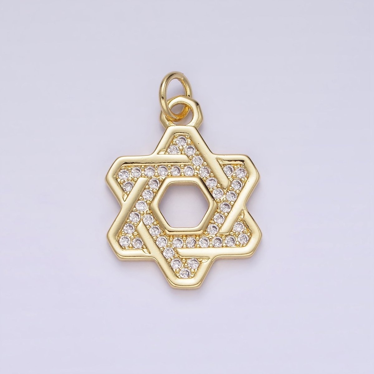 14K Gold Filled Star of David Micro Paved CZ Open Charm in Gold & Silver | AG648