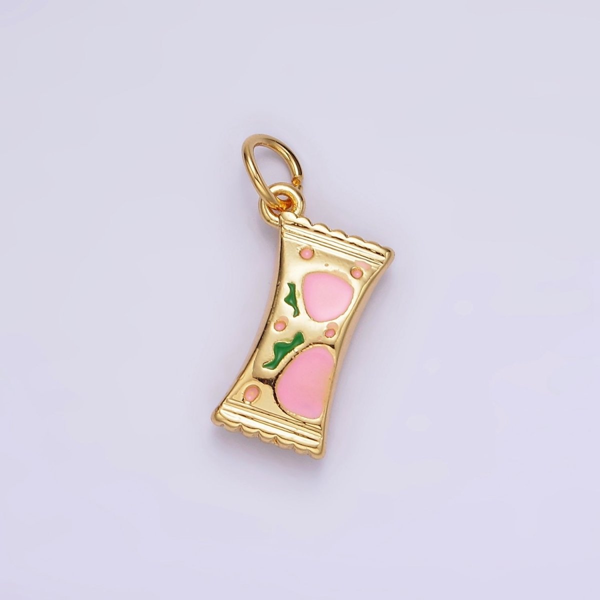 14K Gold Filled Strawberry "Sweet" Script Enamel Sack Puffed Add-On Charm | AG405