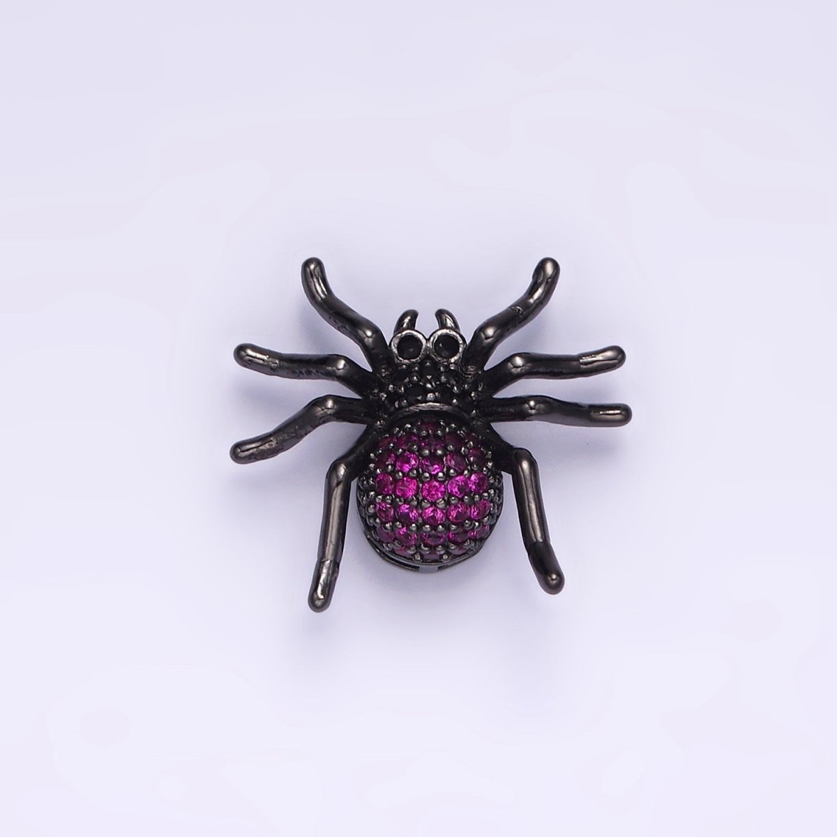 14K Gold Filled Tarantula Spider Insect Animal Fuchsia Micro Paved CZ Charm in Gold & Black | N-1845 N-1846