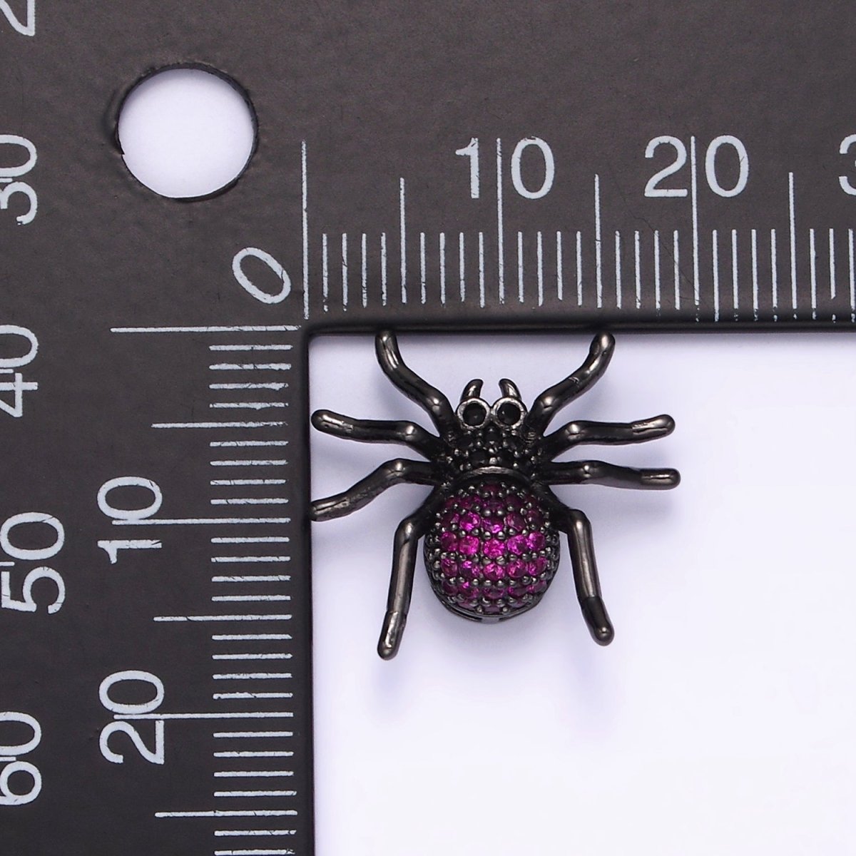 14K Gold Filled Tarantula Spider Insect Animal Fuchsia Micro Paved CZ Charm in Gold & Black | N-1845 N-1846