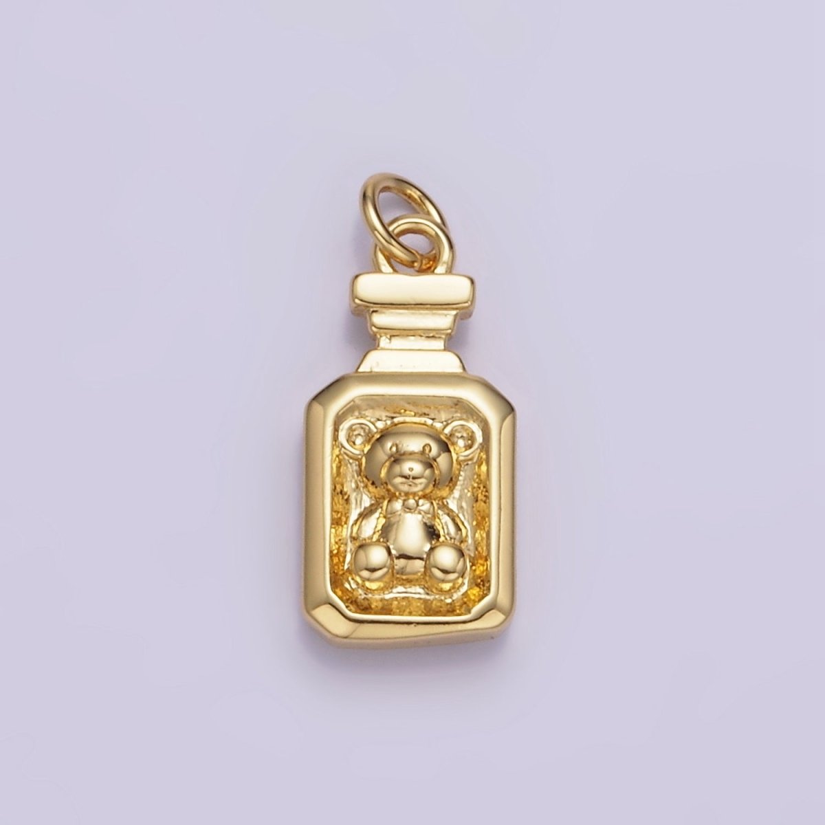 14K Gold Filled Teddy Bear Animal Tag Charm in Gold & Oxidized Silver | W526