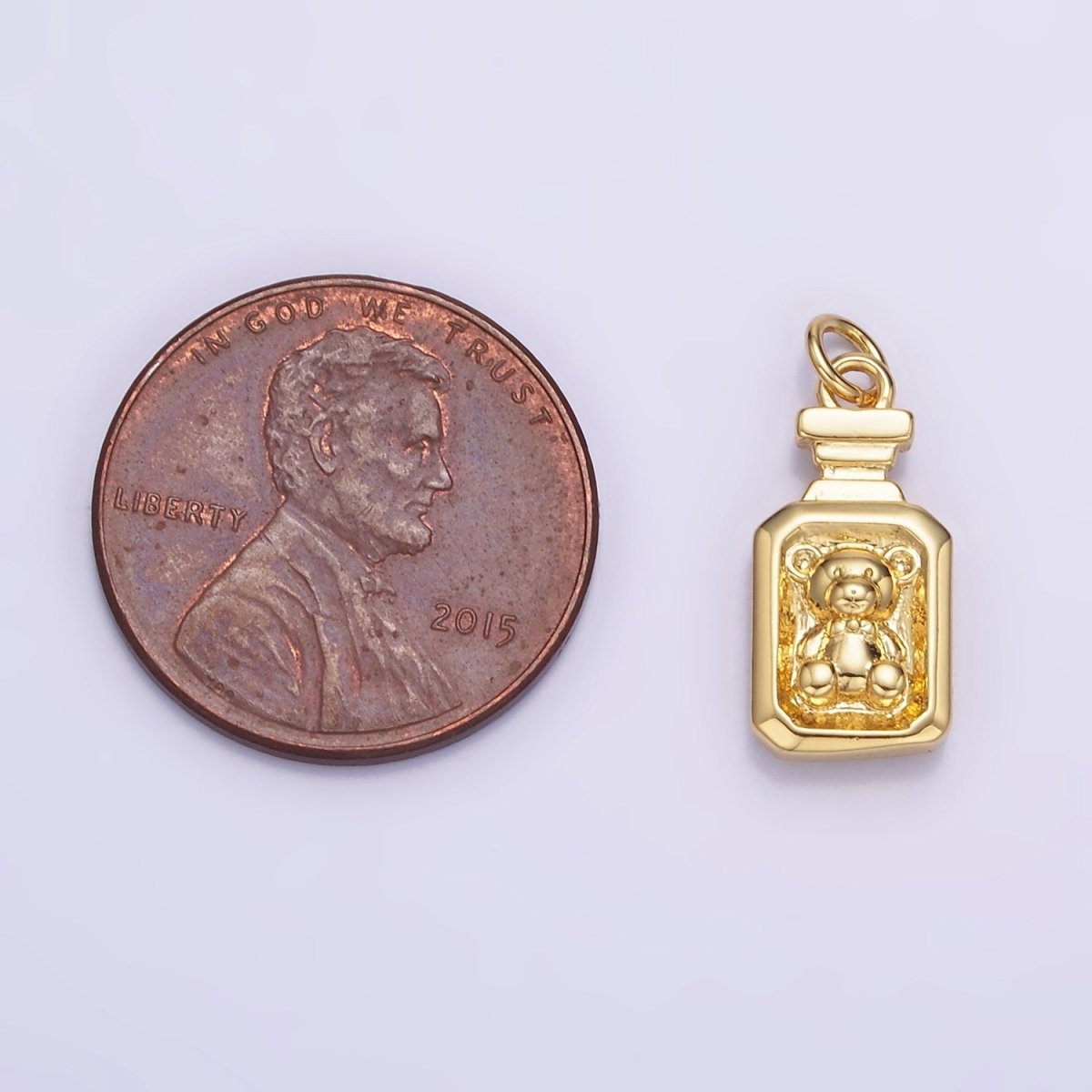 14K Gold Filled Teddy Bear Animal Tag Charm in Gold & Oxidized Silver | W526