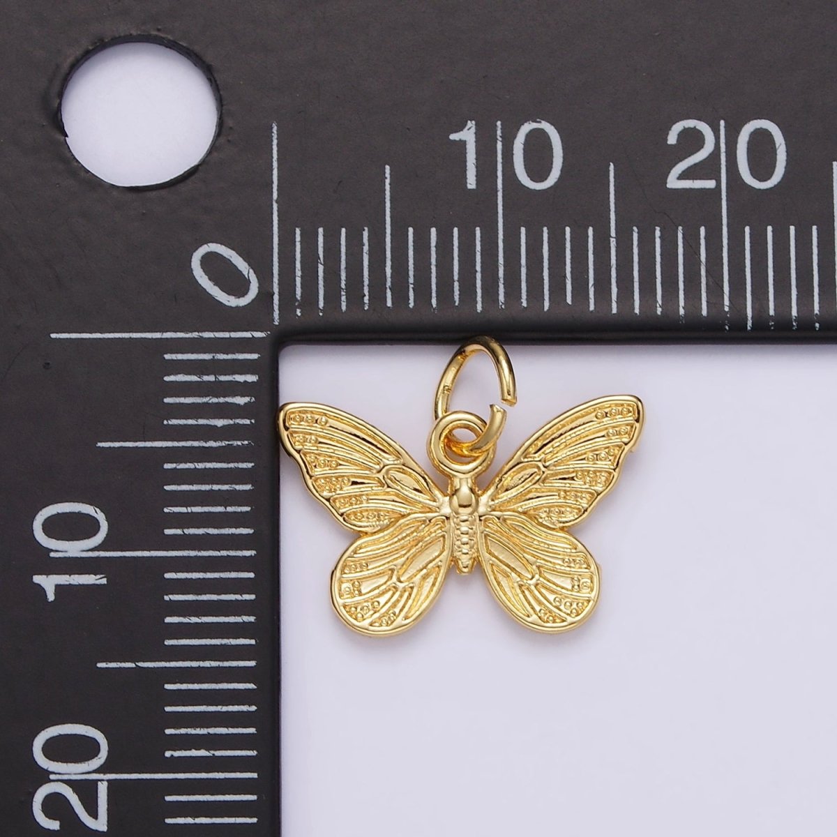14K Gold Filled Textured Butterfly Mariposa Insect Animal Add-On Charm | AG406