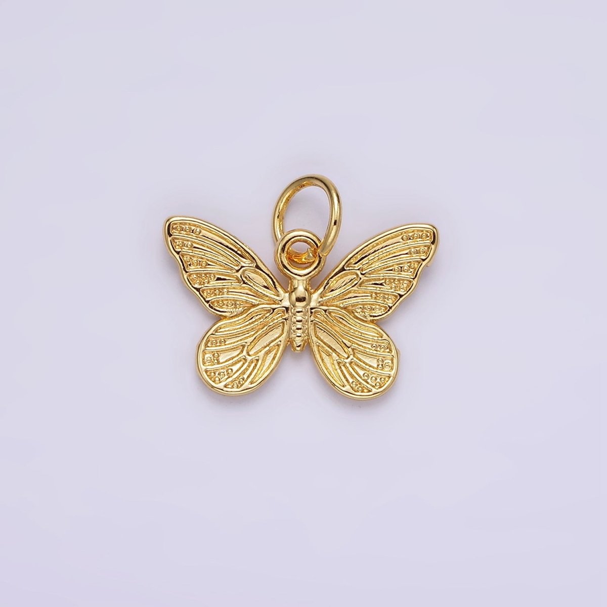 14K Gold Filled Textured Butterfly Mariposa Insect Animal Add-On Charm | AG406