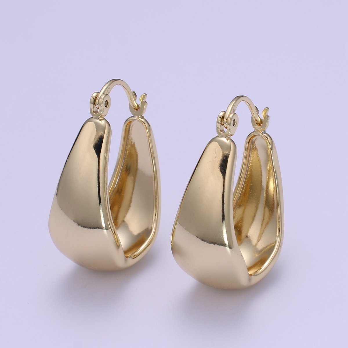 14K Gold Filled Thick Hoops - Gold Thick Hoop Earrings - Chunky Thick Hoops - Light Weight Hoops Dome Earring P-089