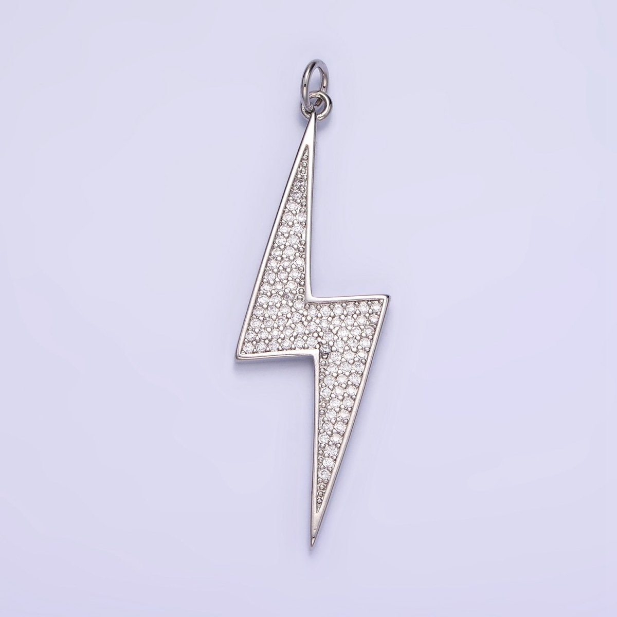 14k Gold Filled Thunder Charm Cubic Bolt Charm with CZ Stone | W-489