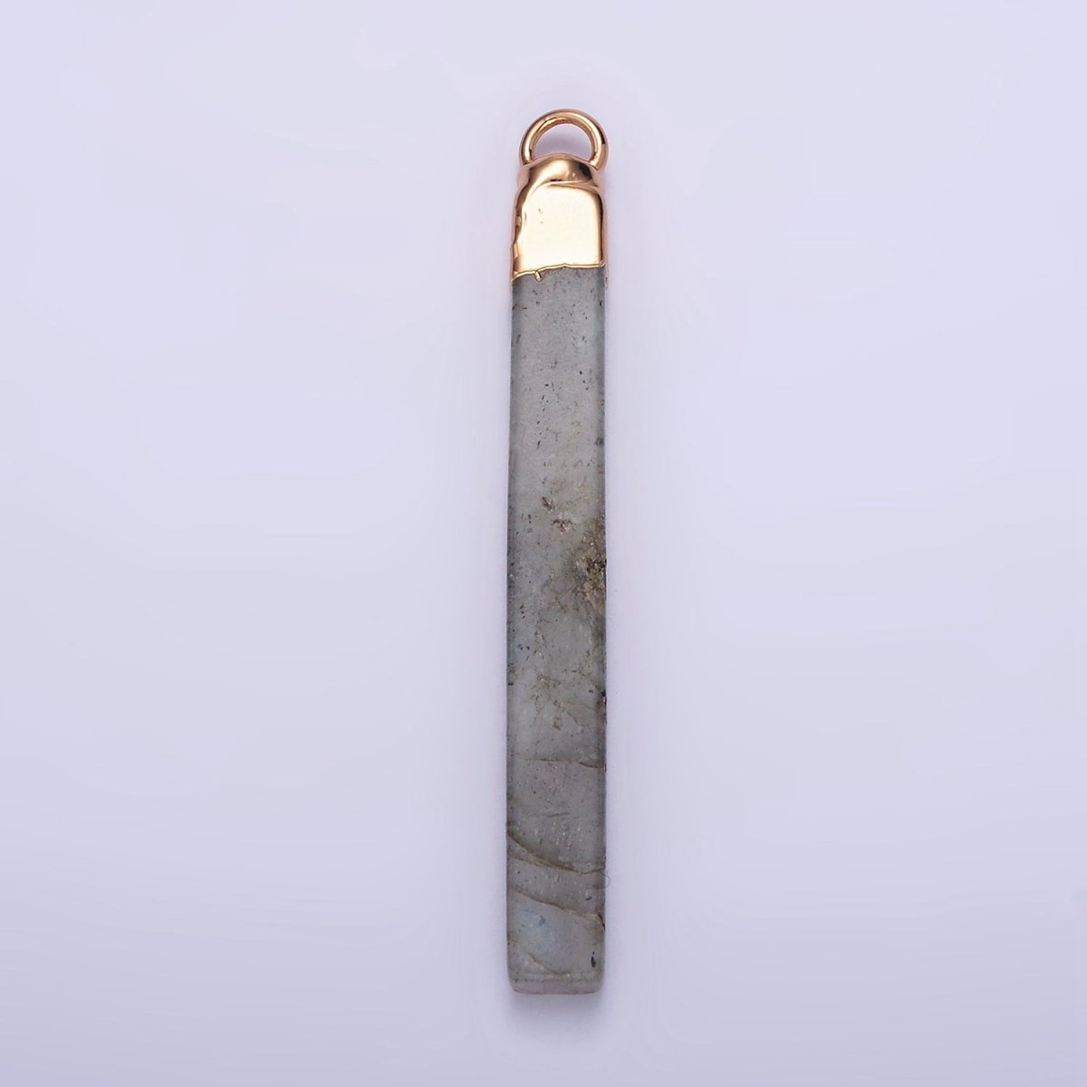 14K Gold Filled Tiger Eye, Howlite, Rose Quartz, Amethyst, Labradorite Foiled Rectangular Bar Tag Charm | N1700 - N1704