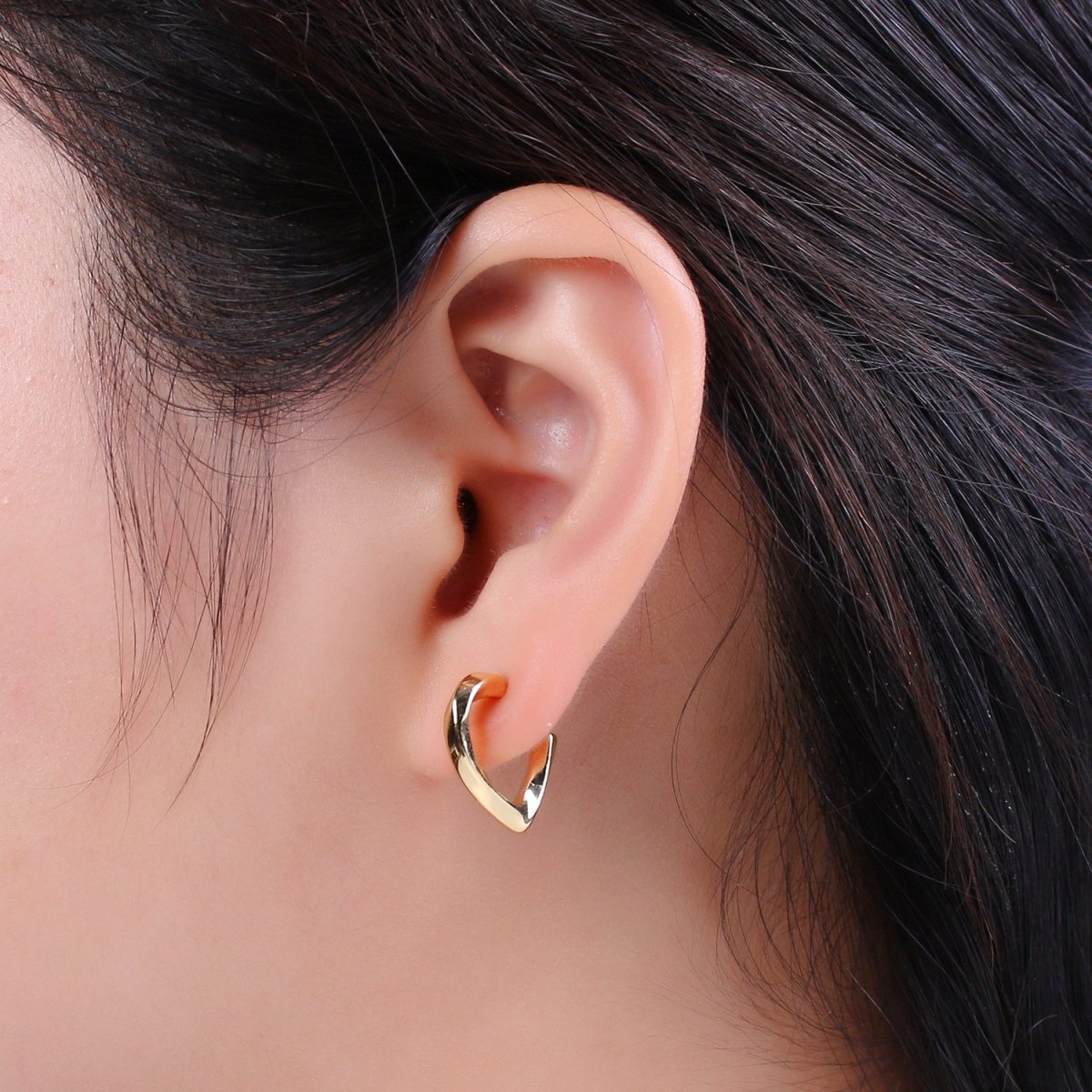 14k Gold Filled Triangle Hoop Earring Silver Dainty Geometric Earring T-254 T-255