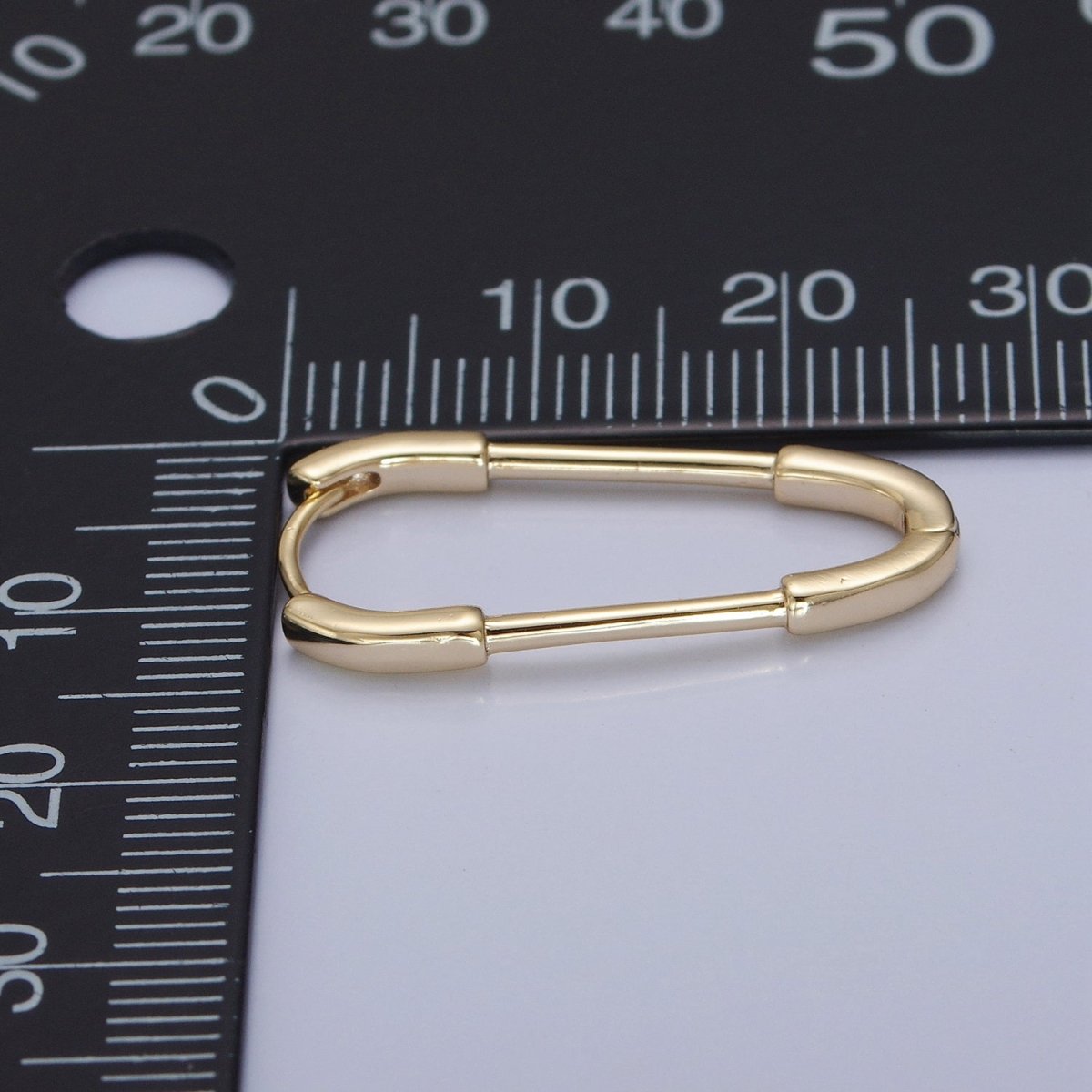 14K Gold Filled Triangle U Shaped Huggie Geometric Oblong Hoops Earrings | P-380