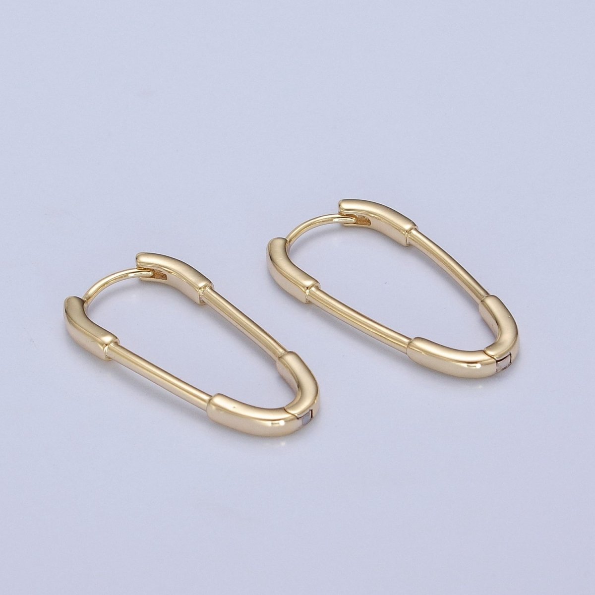 14K Gold Filled Triangle U Shaped Huggie Geometric Oblong Hoops Earrings | P-380