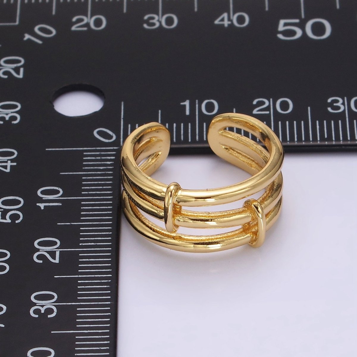 OS 14K Gold Filled Triple Bar Band Tied Minimalist Ring | P1055