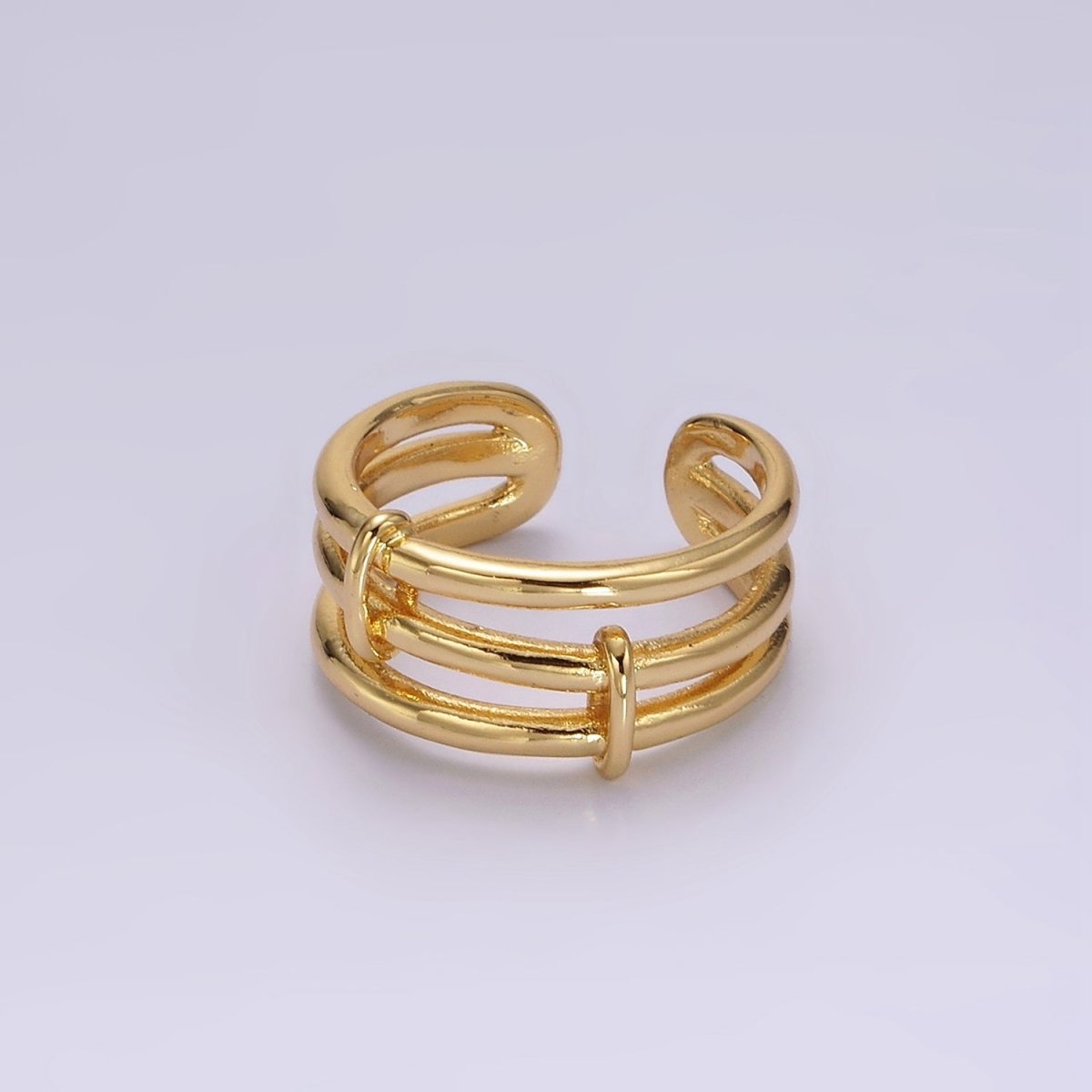 OS 14K Gold Filled Triple Bar Band Tied Minimalist Ring | P1055