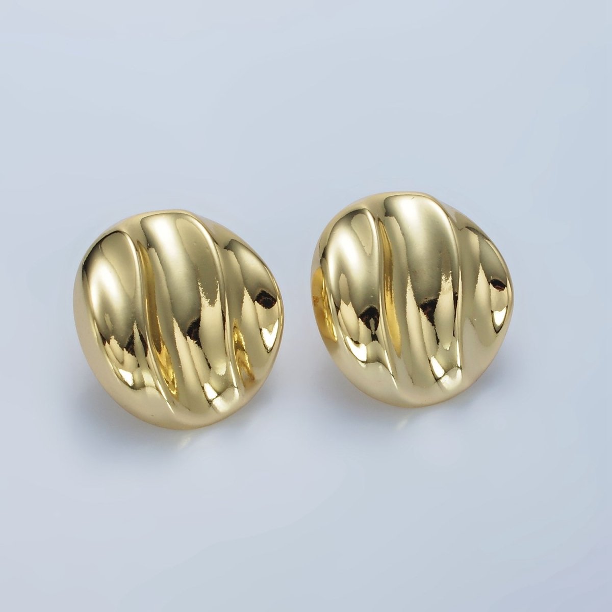 14K Gold Filled Triple Molten Abstract Round Stud Earrings in Gold & Silver | AE433 AE434
