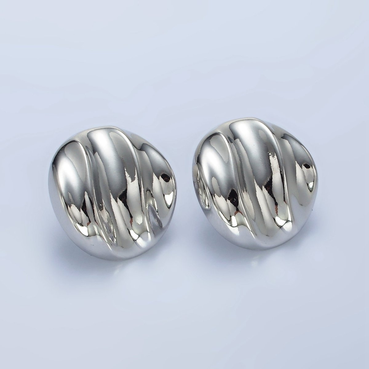 14K Gold Filled Triple Molten Abstract Round Stud Earrings in Gold & Silver | AE433 AE434