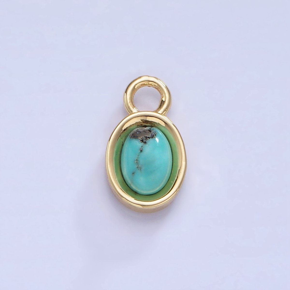 14K Gold Filled Turquoise, Carnelian Gemstone Oval Bezel Charm | W585