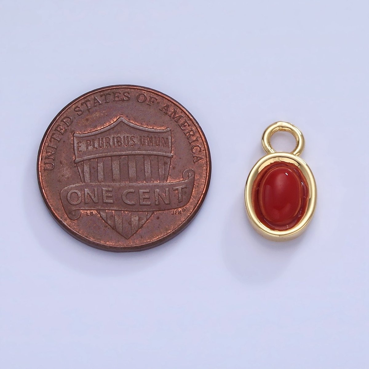 14K Gold Filled Turquoise, Carnelian Gemstone Oval Bezel Charm | W585
