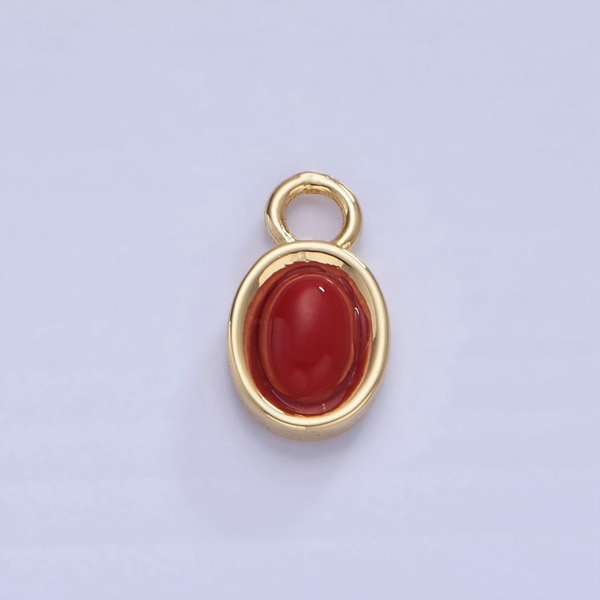14K Gold Filled Turquoise, Carnelian Gemstone Oval Bezel Charm | W585