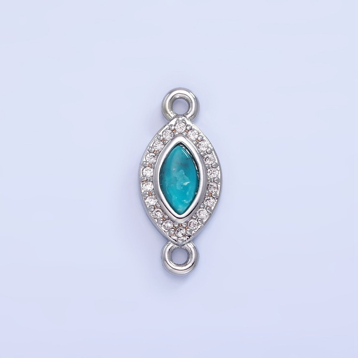 14K Gold Filled Turquoise Evil Eye Micro Paved CZ Connector in Gold & Silver | G336