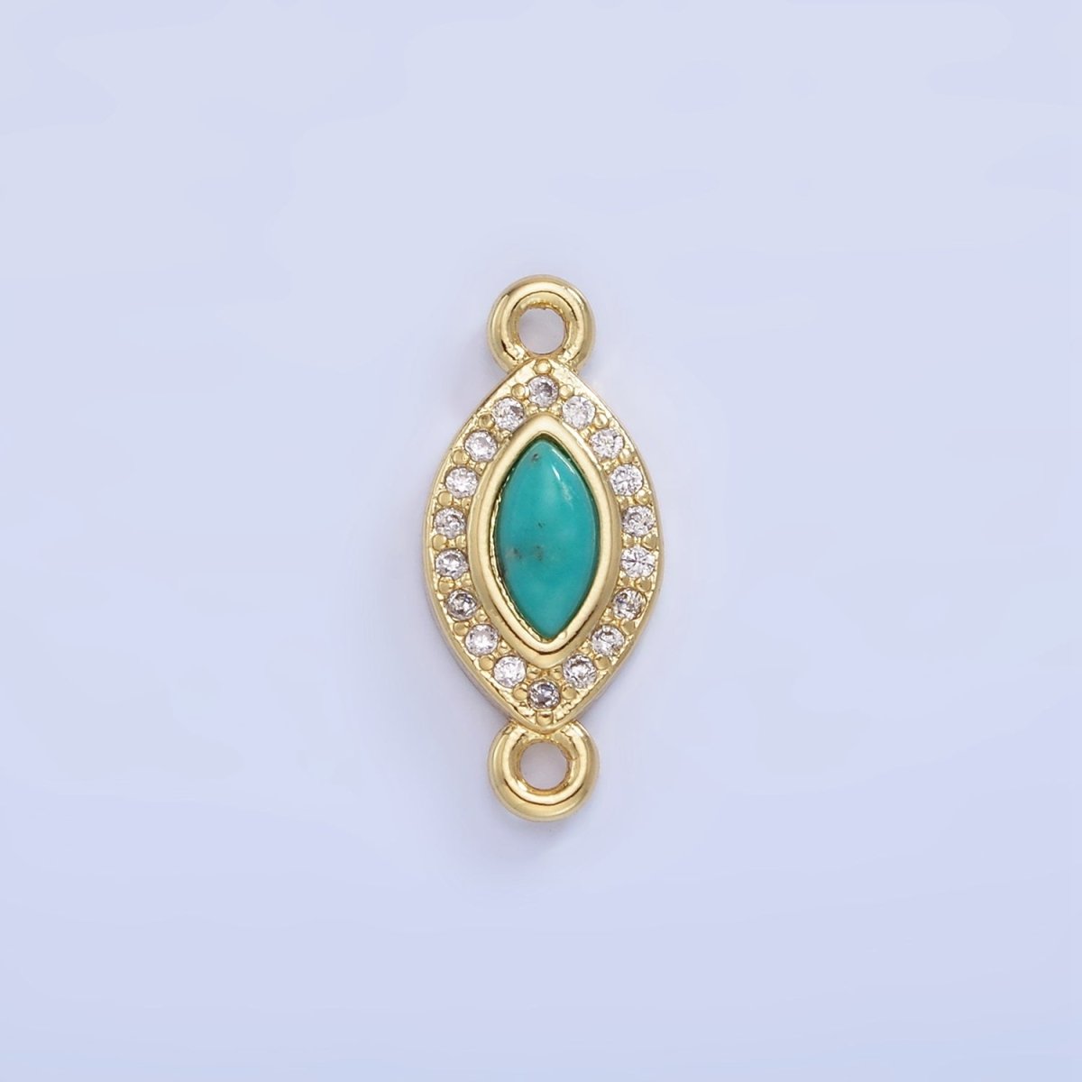 14K Gold Filled Turquoise Evil Eye Micro Paved CZ Connector in Gold & Silver | G336