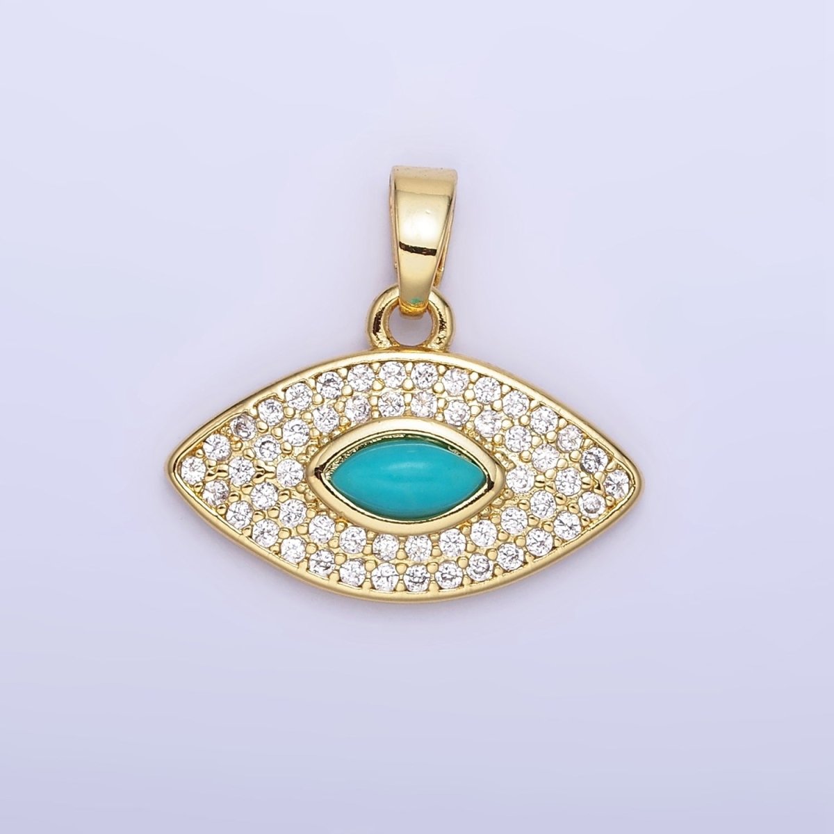 14K Gold Filled Turquoise Evil Eye Micro Paved CZ Pendant in Gold & Silver | AA1252
