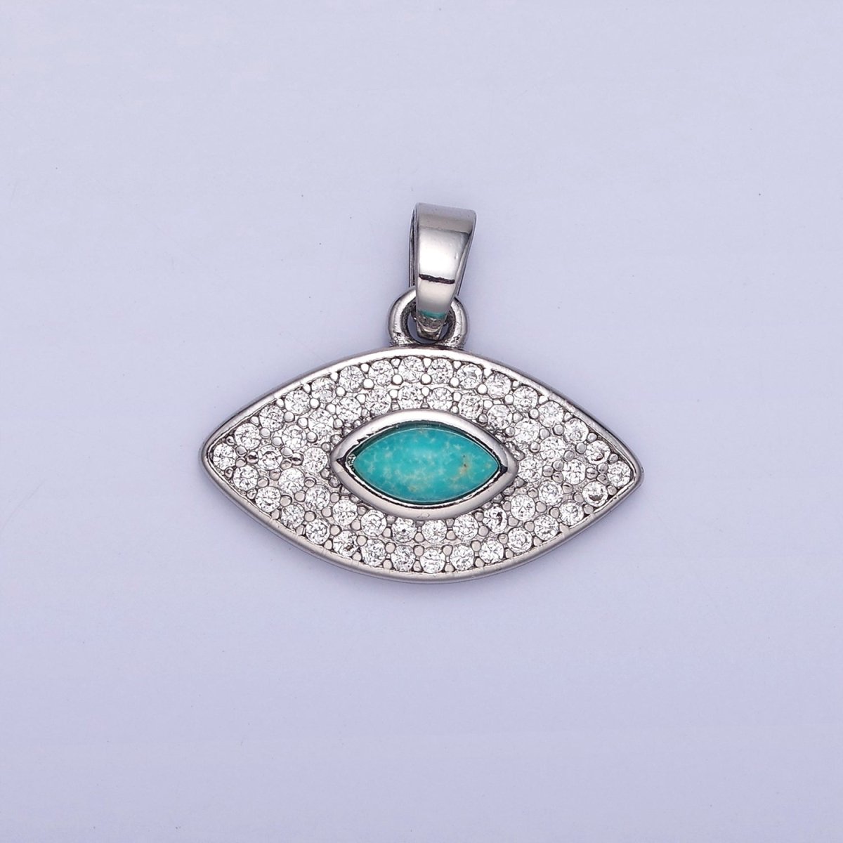 14K Gold Filled Turquoise Evil Eye Micro Paved CZ Pendant in Gold & Silver | AA1252
