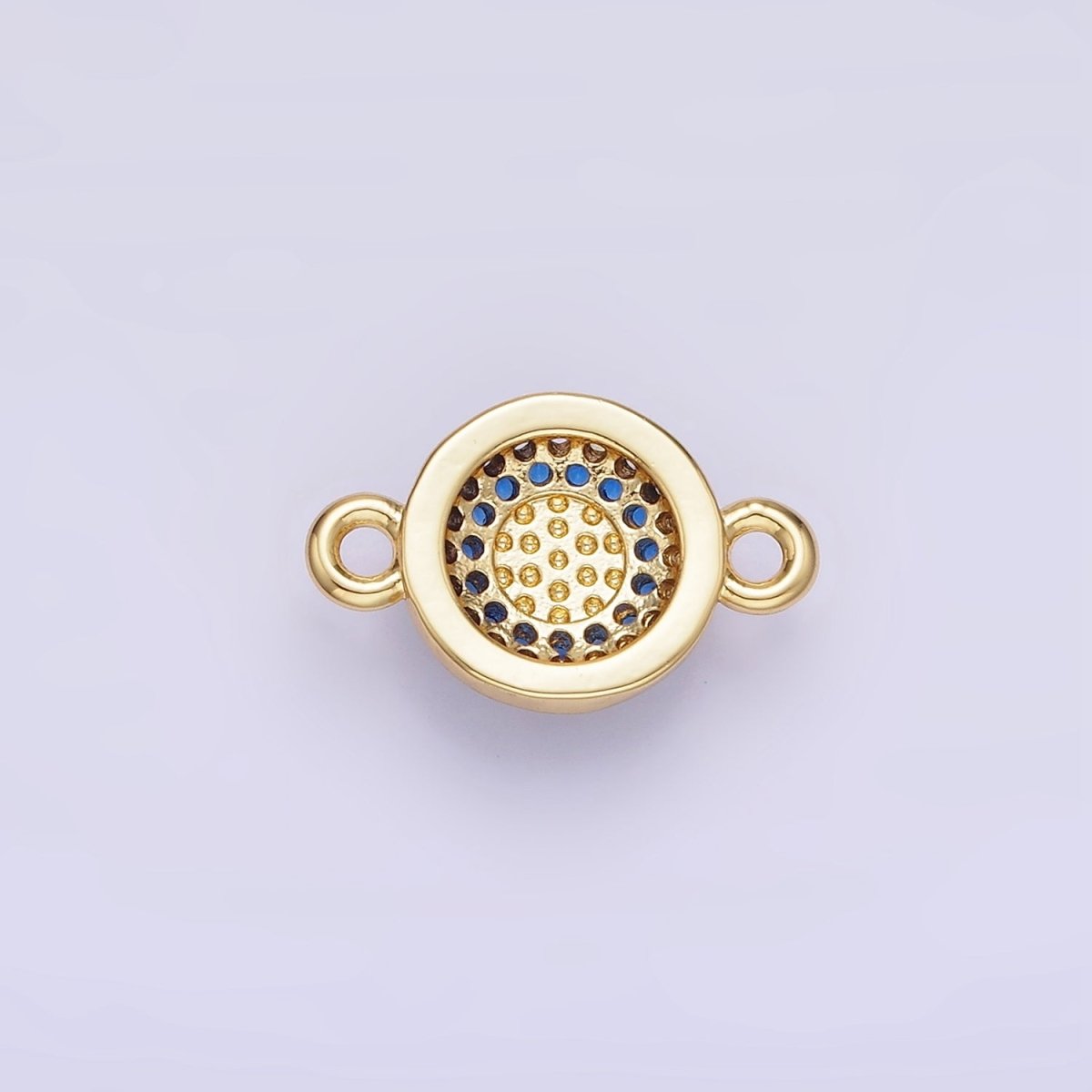 14K Gold Filled Turquoise Gemstone Micro Paved CZ Round Connector | G356