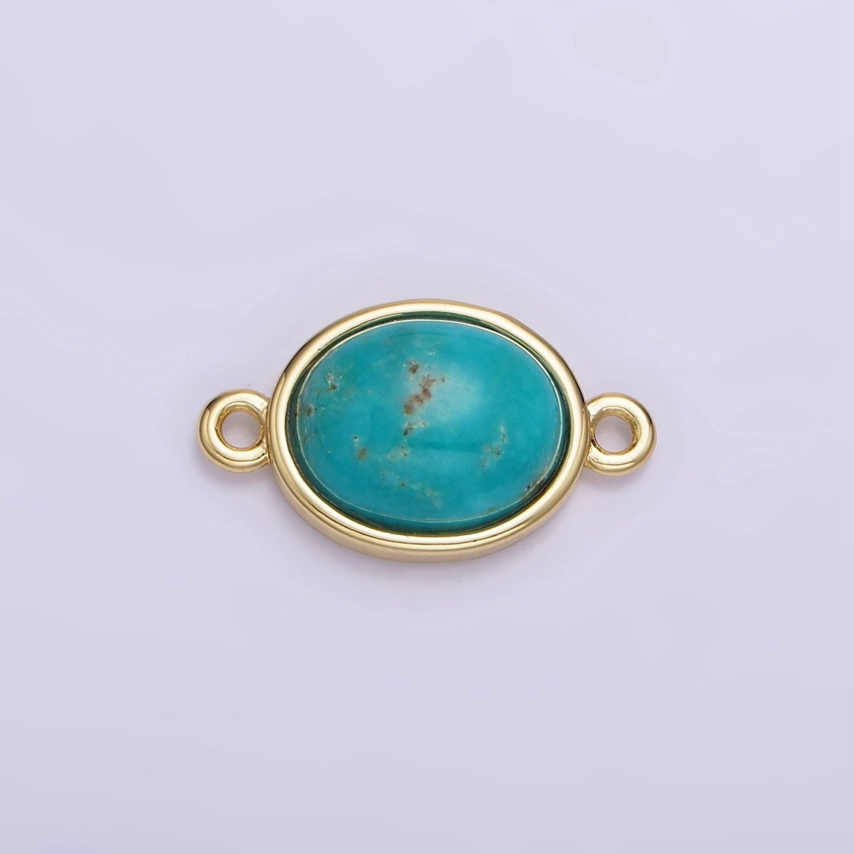 14K Gold Filled Turquoise Gemstone Oval Bezel Connector | G357