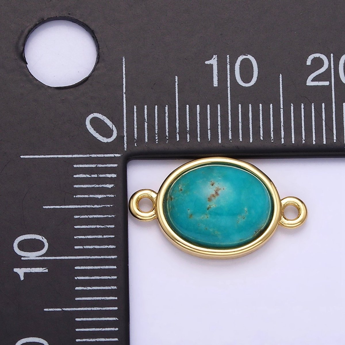 14K Gold Filled Turquoise Gemstone Oval Bezel Connector | G357