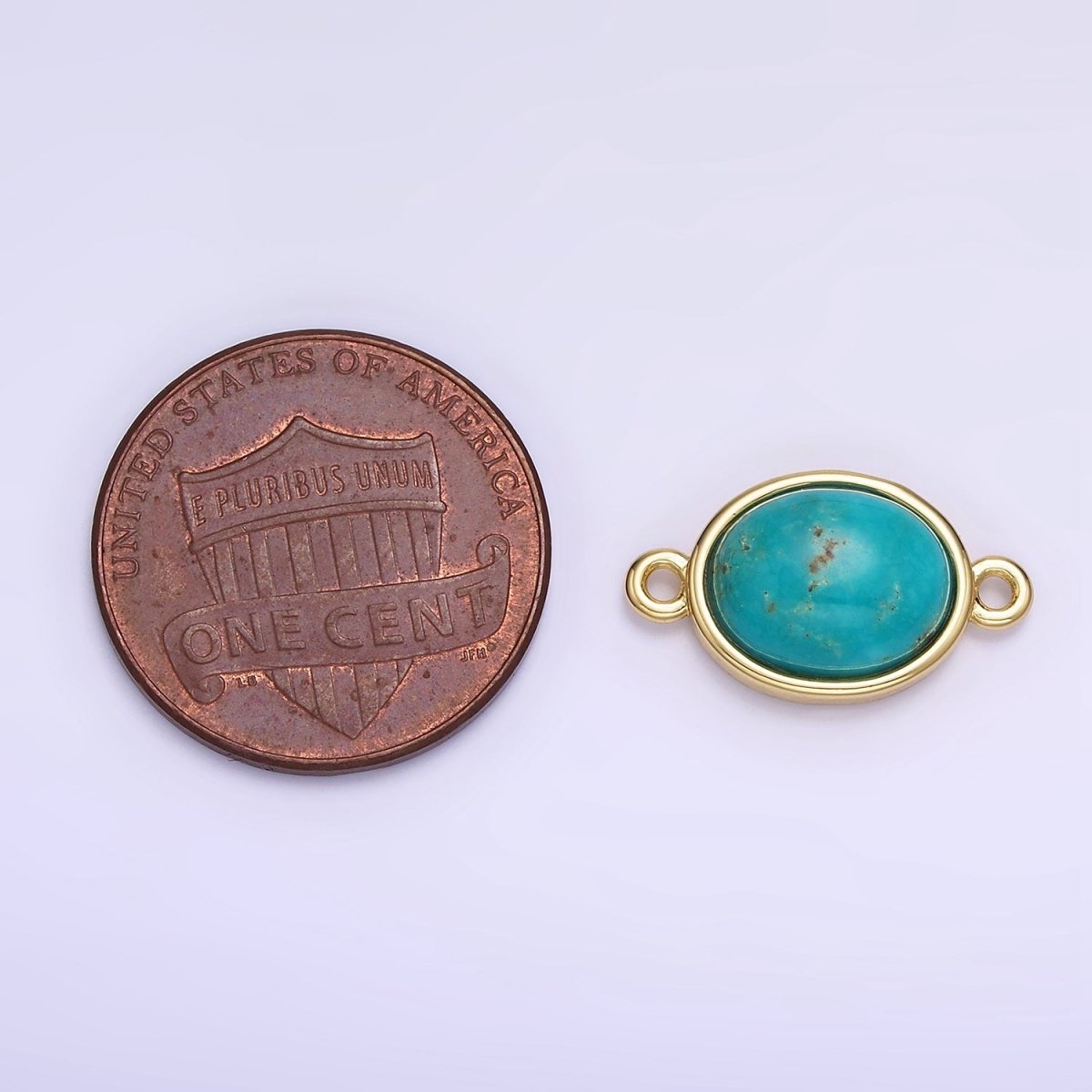 14K Gold Filled Turquoise Gemstone Oval Bezel Connector | G357